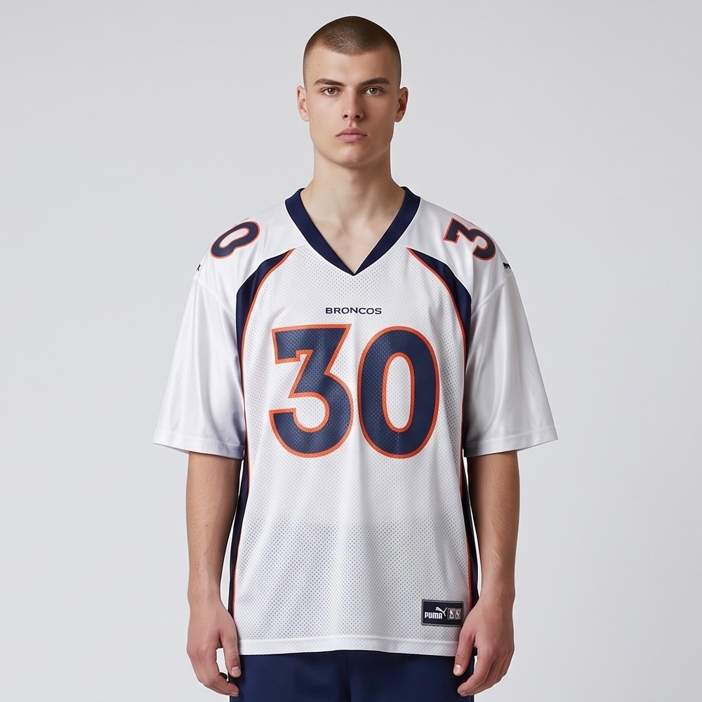 VTG 1999 Denver Broncos Terrell Davis 30 Puma Jersey Mens 2XL White New